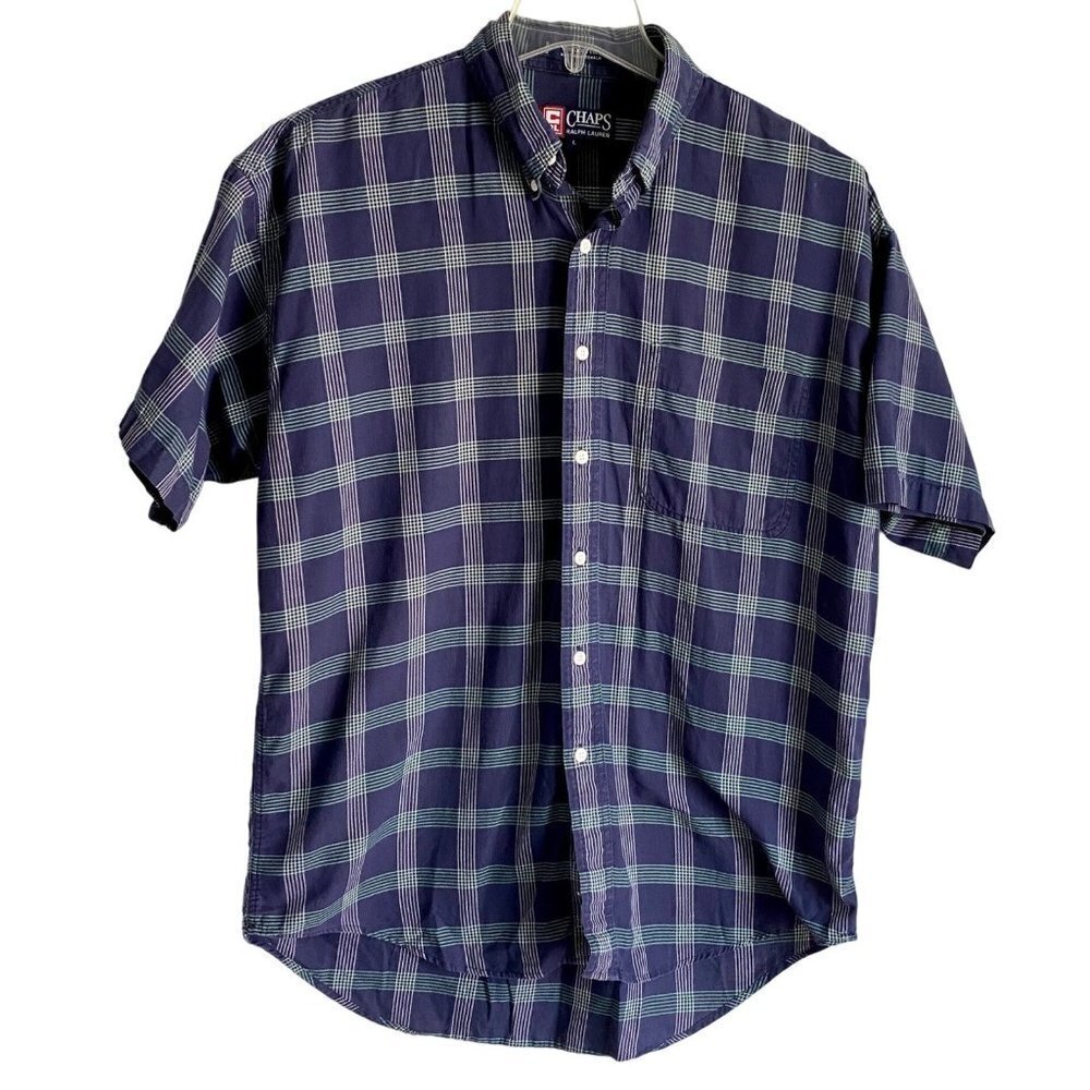 Chaps Ralph Lauren Short Sleeve Cotton Button Down Shirt Large